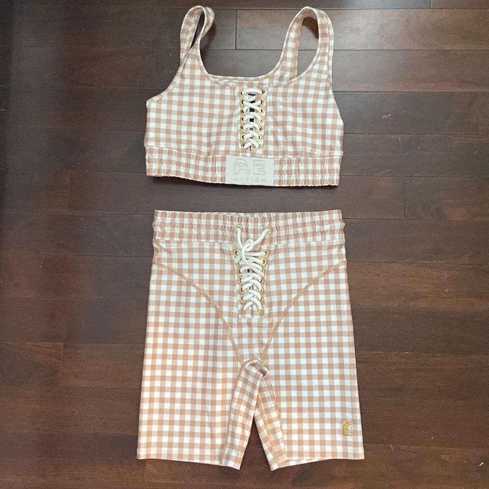 NWOT PE Nation Gingham Boxing Workout Set